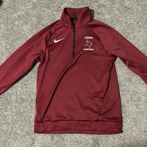Nike 1/4 zip Cardinal red dri fit. St. John fisher logo